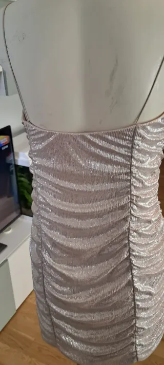 Vestito corto lurex dorato/argento