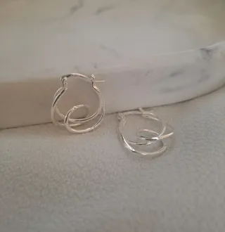 Pendientes Aro Plata Diseño Entrelazado