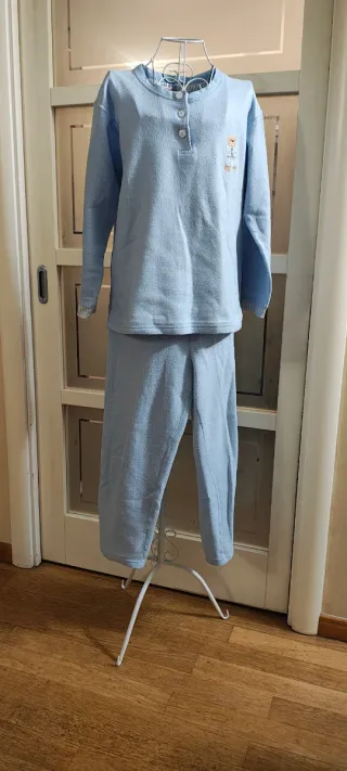 Pigiama donna felpato azzurro