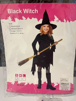 Disfraz Bruja Negra Niña Talla S