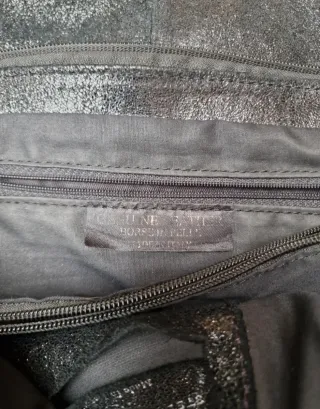 Bolso Piel Negro Brillante Cadena Plata