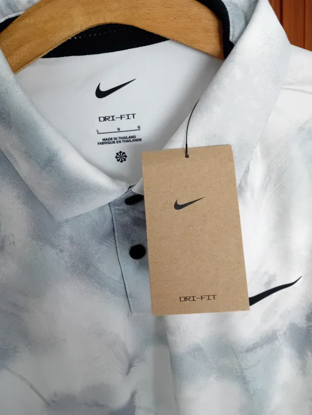 Polo Nike Dri-Fit Talla L Blanco/Plateado unisex