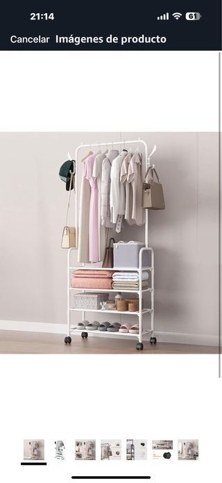 Carrello per vestiti con ruote in metallo