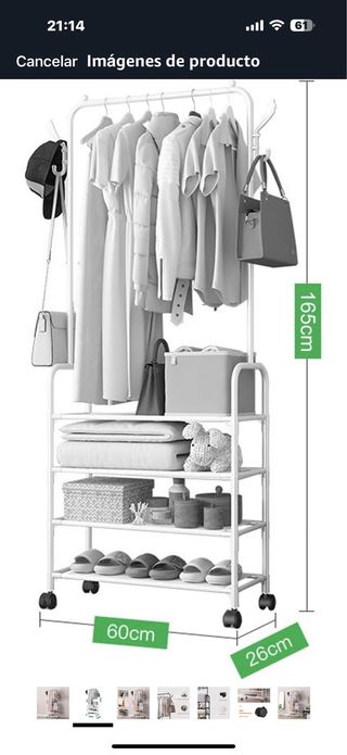 Carrello per vestiti con ruote in metallo