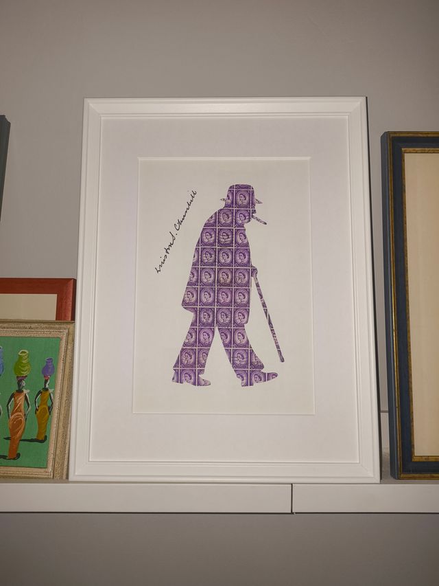 Quadro Churchill francobolli vintage