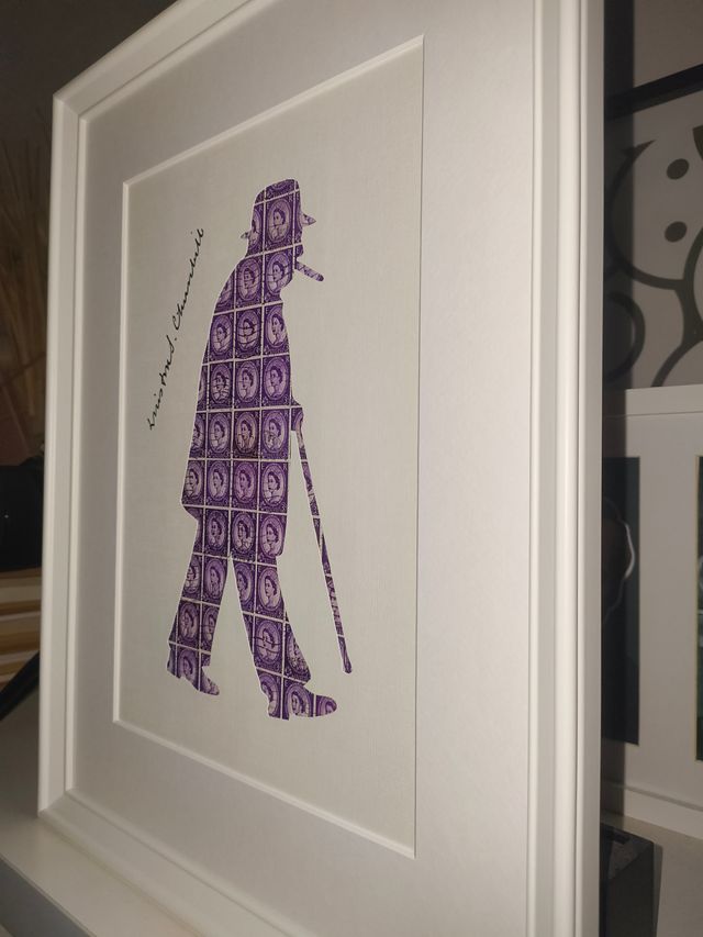 Quadro Churchill francobolli vintage