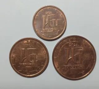 Tris monete 1-2-5 cent 2023 Croazia