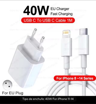Cargador 40W EU USB C a USB C iPhone