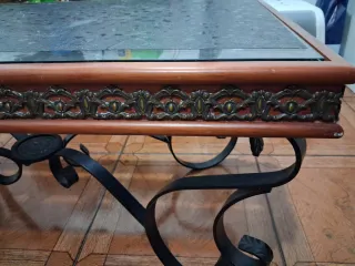 Mesa de salón cristal y madera