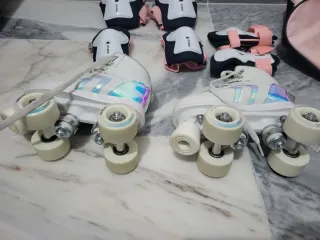 Patines Oxelo Blancos Talla 32 + Protecciones