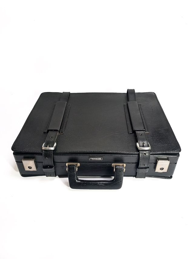 Mala Executivo Viagem Extensível Preto Vintage Fra