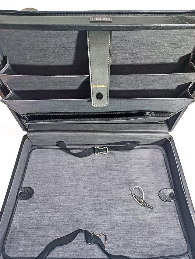 Mala Executivo Viagem Extensível Preto Vintage Fra