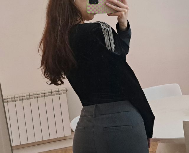 Body terciopelo Zara con hombreras