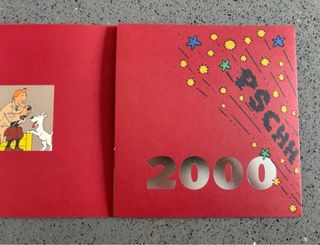 Tintin Tarjeta Felicitación 2000 Firmada
