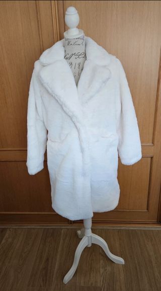 Precioso abrigo blanco pelo sintético Tamaño L