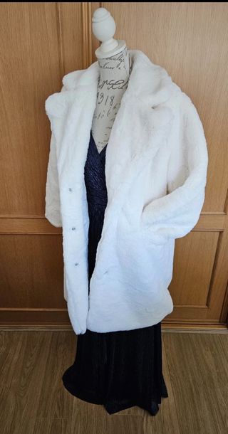 Precioso abrigo blanco pelo sintético Tamaño L