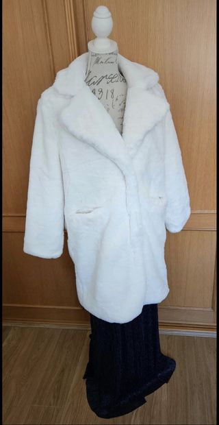 Precioso abrigo blanco pelo sintético Tamaño L