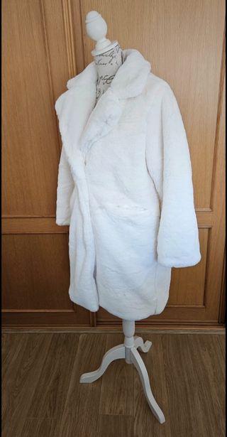 Precioso abrigo blanco pelo sintético Tamaño L