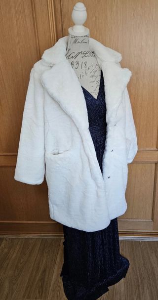 Precioso abrigo blanco pelo sintético Tamaño L