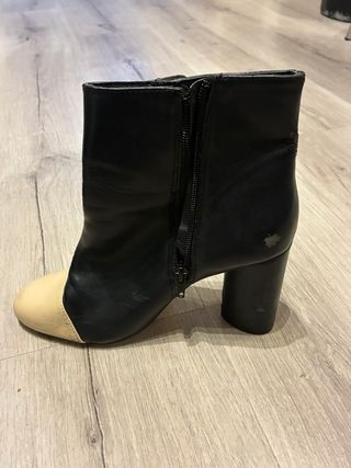 Botines tacón negro y beige