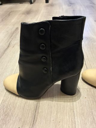 Botines tacón negro y beige