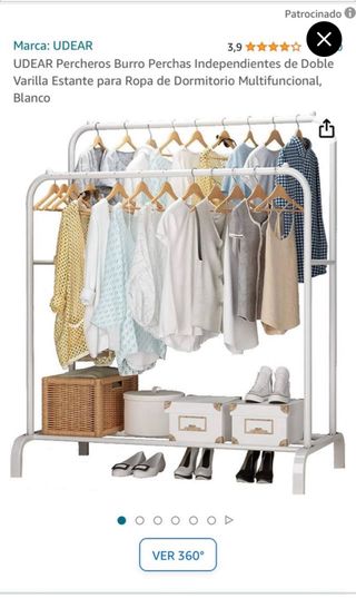 Porta abiti a doppia barra in metallo bianco