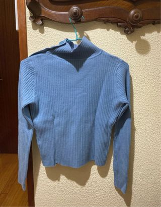 Jersey azul cuello con botones