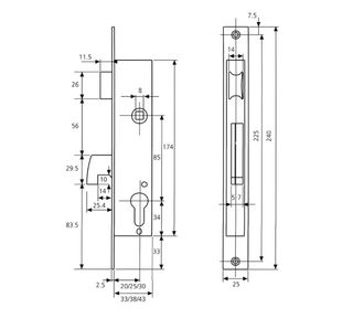 Cerradura Tesa Assa Abloy 4240303NI, 30mm, 2240.