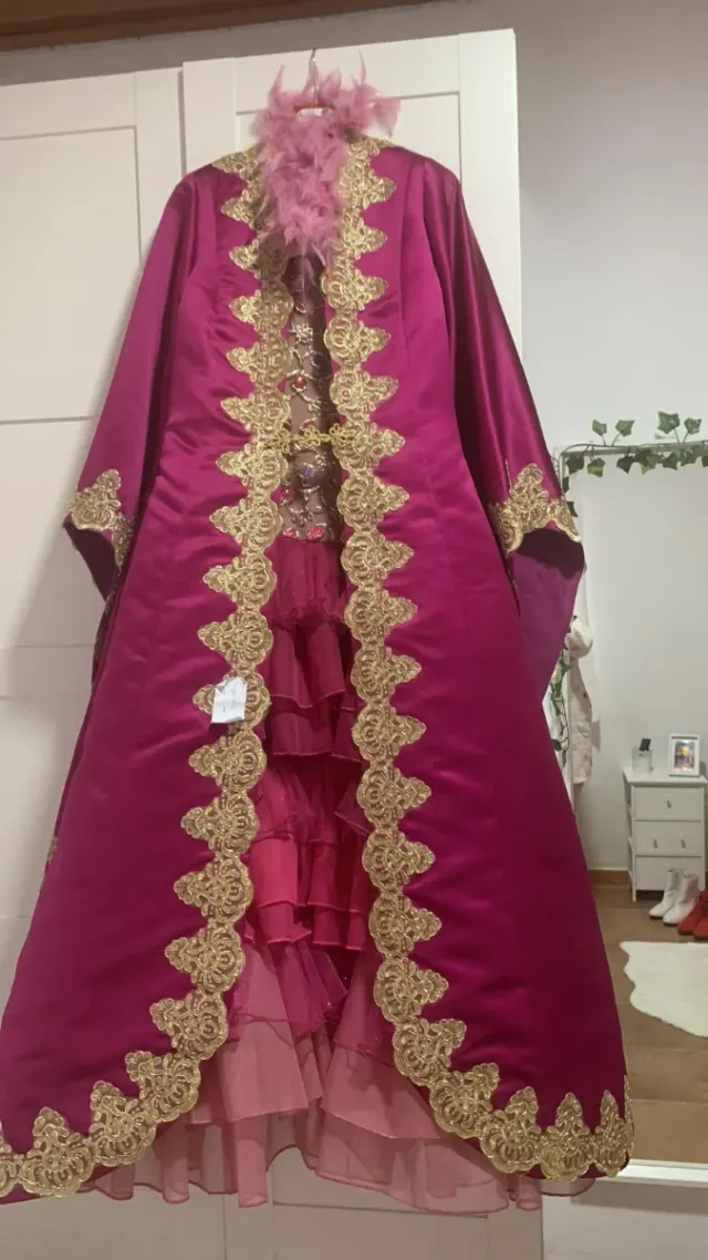 Disfraz Máscara Flores Rosa y Dorado