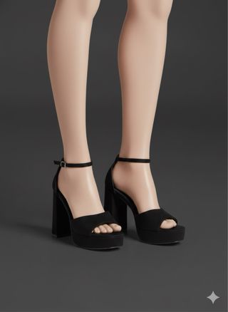 Scarpe nere tacco largo plateau