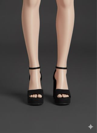 Scarpe nere tacco largo plateau