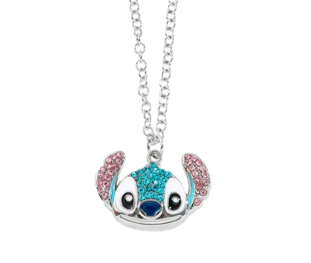 Collana Disney Stitch con strass blu e rosa