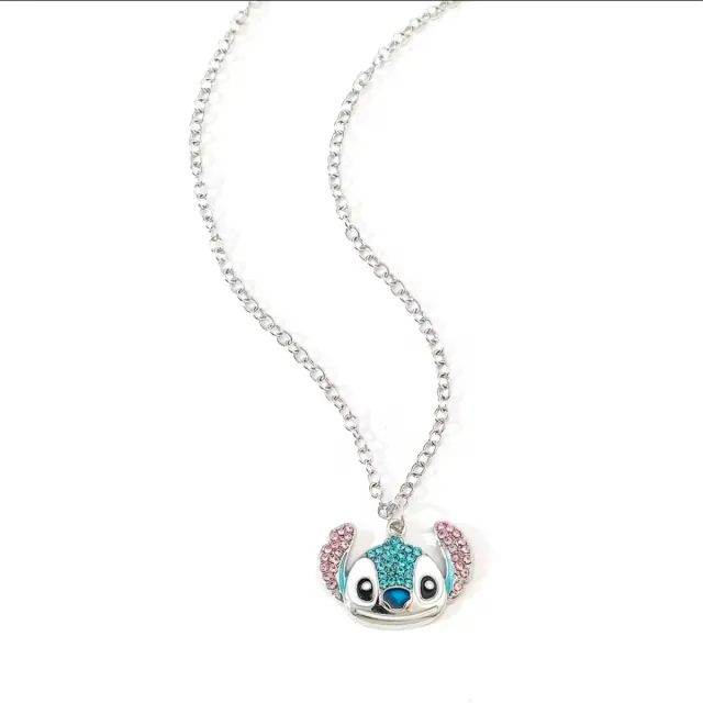 Collana Disney Stitch con strass blu e rosa