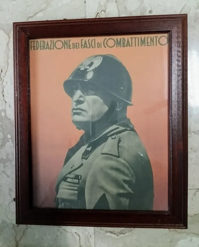 Quadro Duce Benito Mussolini in cornice legno