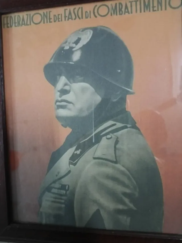 Quadro Duce Benito Mussolini in cornice legno
