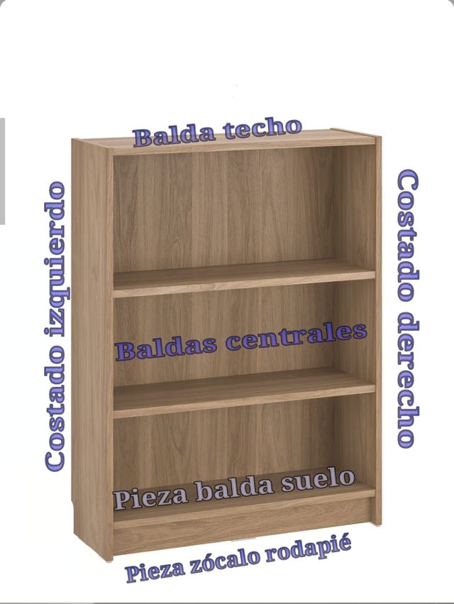 Piezas estantería Billy Ikea roble tinte blanco