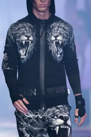 Felpa Plein Sport con zip e stampa leone