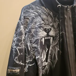 Felpa Plein Sport con zip e stampa leone