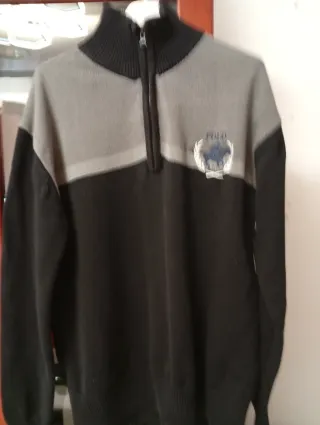 Jersey Polo Ralph Lauren cremallera gris/negro