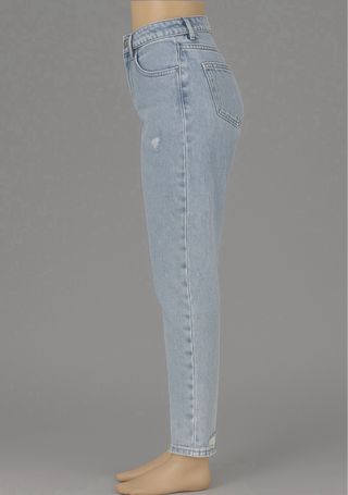 Jeans vita alta strappati azzurri