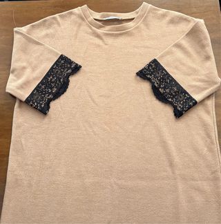 Abito Zara maglia pizzo color cammello tg. M