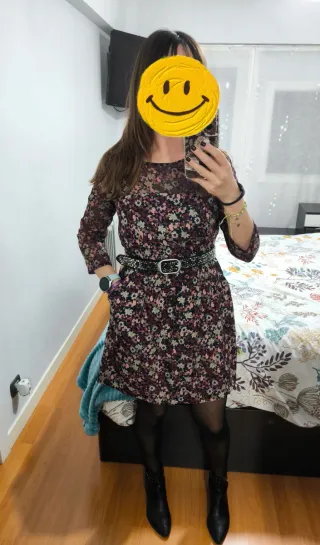 Vestido floral otoñal manga media talla M