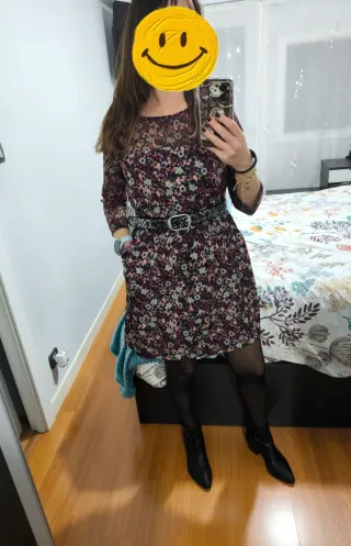 Vestido floral otoñal manga media talla M