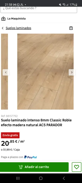 Dos paquetes.  Suelo laminado Classics Roble Finsa