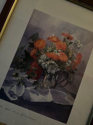 Set 3 Quadri Floreali Cornice Legno