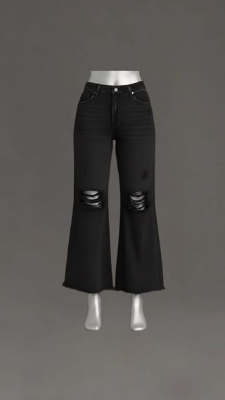 Jeans a gamba dritta strappati con taglio grezzo