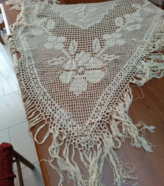 Scialle écrou vintage fatto a mano