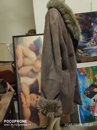 Cappotto in vera pelle scamosciata