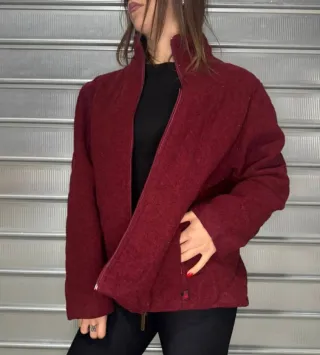 Woolrich cappotto corto donna rosso in pura lana