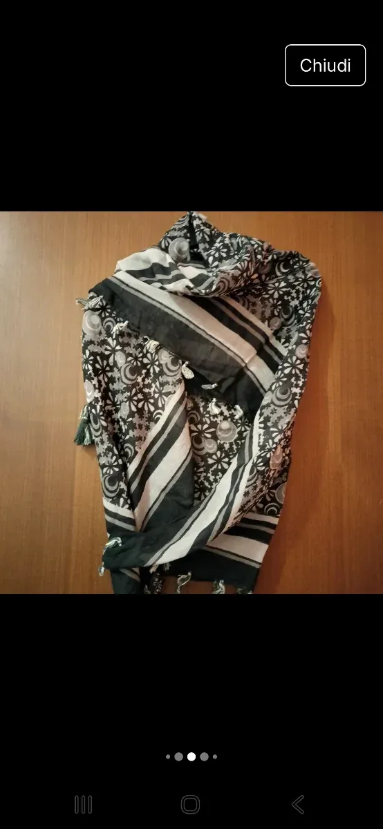 Sciarpa Zuiki fantasia bianco e nero